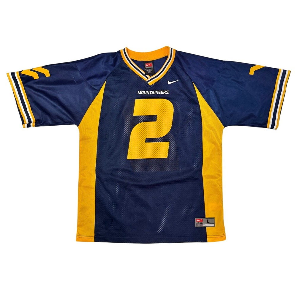 Nike West Virginia Mountaineers Kids Football Jersey Navy Gold #2 Size Large
